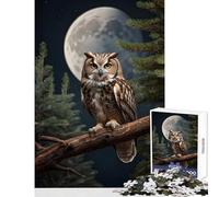 Teenager Jigsaw Puzzles 1000 Pieces Owl Forest Moon Jigsaw for Teenagers Pattern Assembly Challenging To Complete Unique Birthday And Xmas Gifts (38x26cm)