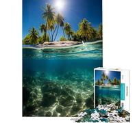 Teenager Jigsaw Puzzles 1000 Pieces Paradise Beach Water Brain Teaser Game Toys Educational Games Gifts For Birthdays Difficult Hard (Size 75x50cm)