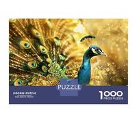 Teenager Jigsaw Puzzles 1000 Pieces Peacock Feathers Wall Mural Jigsaw for Adults Relax Games Perfect Decoration Great Gift for Gaming 70x50cm/1000pcs