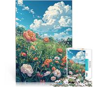teenager Jigsaw Puzzles 1000 Pieces Peony meadow comic style Lustige Spiele eignet sich ideal als Geschenk für die ganze Familie75x50cm