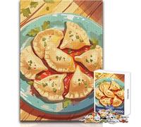 Teenager Jigsaw Puzzles 1000 Pieces Pierogi Plate with Sauce And Herbs Educational Family Game Improve Memory Secret Santa Gifts Size 38x52cm