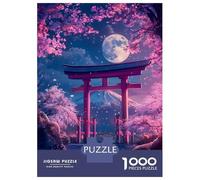 Teenager Jigsaw Puzzles 1000 Pieces Pink Flowers And Lake Moon Puzzle for Adults Toy Wall Decor Hand Speed Race Educational Challenge 38x26cm/1000pcs