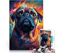 teenager Jigsaw Puzzles 1000 Pieces Pug in the Garden of Eden Denkspiel Jedes Stück ist einzigartig Anspruchsvolles Familienspiel38x26cm