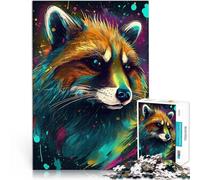 teenager Jigsaw Puzzles 1000 Pieces Raccoon Unreal Stressabbau Schwierige Herausforderung Wohnkunstdekor38x26cm