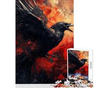 Teenager Jigsaw Puzzles 1000 Pieces Raven in Flight︰ Abstract Art Hands-on Game A Work of Art Educational Toy Christmas Birthday Gifts (38X26cm)
