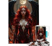 Teenager Jigsaw Puzzles 1000 Pieces Red-haired Devil Woman with Wings Fun Activities at Home But Fun And Humorous Family Game for And from 14 Years And over (50x75cm)