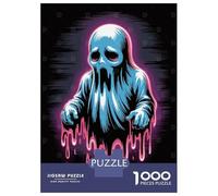 Teenager Jigsaw Puzzles 1000 Pieces Sad Blue Ghost with Pink Drips Adult Jigsaw Puzzle Hands-on Game Enhance Memory Great Gift for Gaming 38x26cm/1000pcs