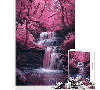 Teenager Jigsaw Puzzles 1000 Pieces Sakura Trees And Waterfall Educational Toy Great Gift for Games Educational Game Interesting Stress Reduction (Size 38x52cm)