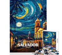 Teenager Jigsaw Puzzles 1000 Pieces Salvador Brazil Cityscape Night Art Impossible Game Difficult Challenge Educational Toy Difficult And Challenge (38x52cm)