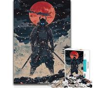 Teenager Jigsaw Puzzles 1000 Pieces Samurai Under Blood Moon Pattern Assembly Family Game for 14+ Puzzle Game Offered (size 50x75cm)