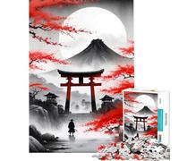 Teenager Jigsaw Puzzles 1000 Pieces Samurai Under Cherry Blossoms Brain Teaser Game Toy Intellectual Game Great Gifts for Games Wall Art (Size 38x52cm)