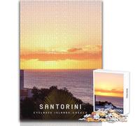 Teenager Jigsaw Puzzles 1000 Pieces Santorini Educational Family Game Improve Memory Secret Santa Gifts Size 38x26cm