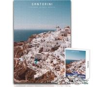 Teenager Jigsaw Puzzles 1000 Pieces Santorini Educational Family Game Improve Memory Secret Santa Gifts Size 50x75cm