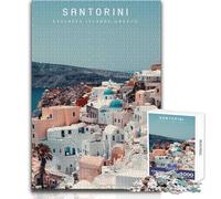 Teenager Jigsaw Puzzles 1000 Pieces Santorini Educational Family Game Improve Memory Secret Santa Gifts Size 38x26cm