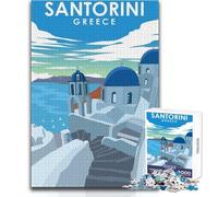 Teenager Jigsaw Puzzles 1000 Pieces Santorini Greece Travel Educational Family Game Improve Memory Secret Santa Gifts Size 38x52cm