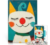 teenager Jigsaw Puzzles 1000 Pieces Smiling Cat Painting Decompressing Intellectual Educational Toy Birthday Present, Gifts 26x38cm