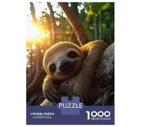 Teenager Jigsaw Puzzles 1000 Pieces Smiling Sloth on Branch in Sunlight Puzzles for Adults Family Games Wall Decoration Educational Challenge 38x26cm/1000pcs