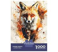 Teenager Jigsaw Puzzles 1000 Pieces Splash Watercolor Fox Puzzle for Adults Toy Wall Decor Hand Speed Race Educational Challenge 70x50cm/1000pcs