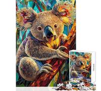 Teenager Jigsaw Puzzles 1000 Pieces Stained Glass Koala Art Jigsaw Puzzle Relax Games Difficult Challenge Birthday Present, Gifts, (Size 38x26cm)