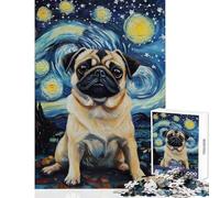 Teenager Jigsaw Puzzles 1000 Pieces Starry Night Pug- Hands-on Game A Work of Art Educational Toy Christmas Birthday Gifts (50X75cm)