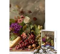Teenager Jigsaw Puzzles 1000 Pieces Still Life with Cheese Educational Toy Gifts for Women Men Impossible Game Every Piece Is Unique - Size 38x26cm