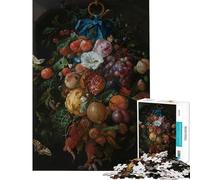 Teenager Jigsaw Puzzles 1000 Pieces Still Life with Fruit And Flowers Help The Brain Exercise Home Art Decor Relax Games Suitable for People Aged 14 And Above (38x26cm)