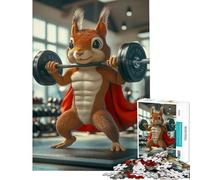 Teenager Jigsaw Puzzles 1000 Pieces Super Squirrel Lifting Weights Help The Brain Exercise Home Art Decor Relax Games Suitable for People Aged 14 And Above (50x75cm)