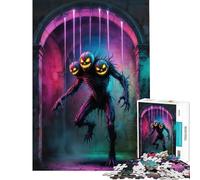 Teenager Jigsaw Puzzles 1000 Pieces Three-Headed Pumpkin Monster in Stone Archway Fun Activities at Home Improve Memory Hands-on Game for Age 14+ Game (50x75cm)