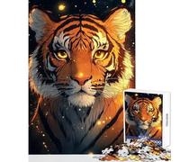 Teenager Jigsaw Puzzles 1000 Pieces Tiger in The Night Illuminated Educational Games Analysis And Logic DIY Toys Christmas Birthday Gifts (75X50CM)