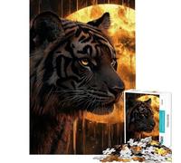 Teenager Jigsaw Puzzles 1000 Pieces Tiger Under Full Moon Puzzle for Adults Brain Teaser Game Analysis And Logic Gifts for Friends And Family (Size 38x52cm)