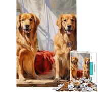 Teenager Jigsaw Puzzles 1000 Pieces Two Golden Retrievers Fun Activities at Home Home Decoration Practical Game for Ages 14 And over (50x75cm)