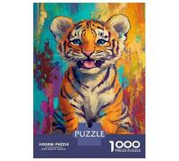 Teenager Jigsaw Puzzles 1000 Pieces Vibrant Tiger Cub Artwork Jigsaw for Adults Relax Games Perfect Decoration Great Gift for Gaming 38x26cm/1000pcs