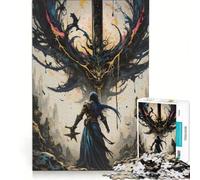 Teenager Jigsaw Puzzles 1000 Pieces Warrior Facing A Dark Entity Family Games Pattern Assembly Enhance Love between Couples 38x52cm