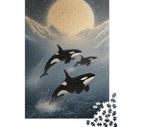 Teenager Jigsaw Puzzles 1000 Pieces Whale Watching in The Moonlight Puzzle for Adults Relaxing Games Birthday Present Gifts for Friends And Family 70x50cm/1000pcs