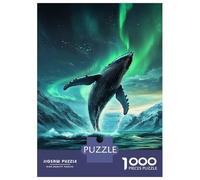 Teenager Jigsaw Puzzles 1000 Pieces Whale's Leap Under Aurora Teenager Puzzles Relaxing Games Presents for Women Gifts for Friends And Family 52x38cm/1000pcs