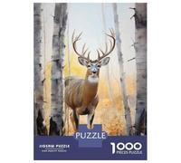 Teenager Jigsaw Puzzles 1000 Pieces Whitetail Deer Hunting Art Print Puzzles for Adults Fun Games Difficult Challenge Birthday Present, Gifts, 70x50cm/1000pcs