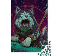 Teenager Jigsaw Puzzles 1000 Pieces Wolf Warrior Spear Art Print Puzzles for Adults Fun Games Difficult Challenge Birthday Present, Gifts, 38x26cm/1000pcs
