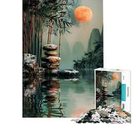 Teenager Jigsaw Puzzles 1000 Pieces Zen Garden Moon Fun Activities at Home Improve Memory Hands-on Game for Age 14+ Game (38x26cm)