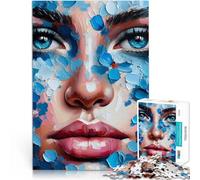 teenager Jigsaw Puzzles 2000 Pieces Blue Floral Print Portrait Lustige Spiele Tolles Geschenk für Spiele70x100cm