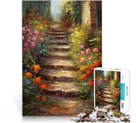 teenager Jigsaw Puzzles 2000 Pieces Brick Path With Flowers Analyse und Logik mit passendem Poster und Quizblatt70x100cm