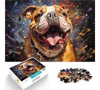 teenager Jigsaw Puzzles 2000 Pieces Happy English Bulldog Painting Hands-on-Spiel mit passendem Poster und Quizblatt70x100cm