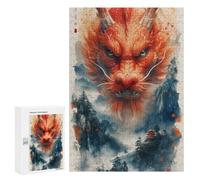 Teenager Jigsaw Puzzles 300 PCS Chinese Mythical Dragon Art Print Adult Jigsaw Puzzles Staycation Kill Time Parent-child Interaction Toy Intellectual Game 300 PCS