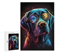 Teenager Jigsaw Puzzles 300 PCS Cosmic Dog Glasses Art Print Adult Jigsaw Puzzles Staycation Kill Time Parent-child Interaction Toy Intellectual Game 300 PCS