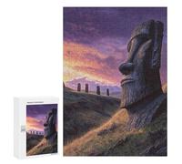 Teenager Jigsaw Puzzles 300 PCS Easter Island Statues Sunset Adult Jigsaw Puzzles Staycation Kill Time Parent-child Interaction Toy Intellectual Game 300 PCS