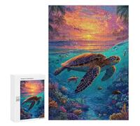 Teenager Jigsaw Puzzles 300 PCS Tropical Sunset Coral Reef Jigsaw for Teenagers Hand Speed Race Difficult And Challenge Challenging Family Fun Game 300 PCS