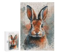 Teenager Jigsaw Puzzles 300 PCS Watercolor Rabbit Painting Jigsaw for Teenagers Hand Speed Race Difficult And Challenge Challenging Family Fun Game 300 PCS