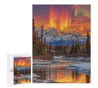 Teenager Jigsaw Puzzles 500 PCS Alaska's Aurora Borealis Majesty Adult Jigsaw Puzzles Staycation Kill Time Parent-child Interaction Toy Intellectual Game 500 PCS