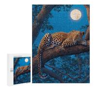 Teenager Jigsaw Puzzles 500 PCS Leopard Moonlit Tree Branch Adult Jigsaw Puzzles Staycation Kill Time Parent-child Interaction Toy Intellectual Game 500 PCS