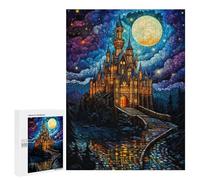 Teenager Jigsaw Puzzles 500 PCS Magical Castle Night Scene Jigsaw for Teenagers Hand Speed Race Difficult And Challenge Challenging Family Fun Game 500 PCS