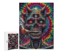 Teenager Jigsaw Puzzles 500 PCS Psychedelic Devil Smoking Cigar Jigsaw for Teenagers Hand Speed Race Difficult And Challenge Challenging Family Fun Game 500 PCS